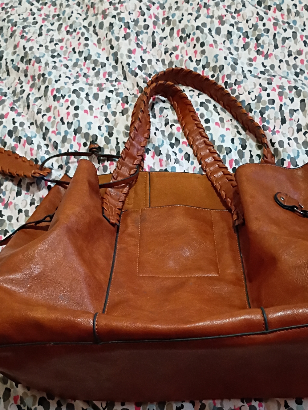 Maurices Brown Braided-Handle Shoulder Tote